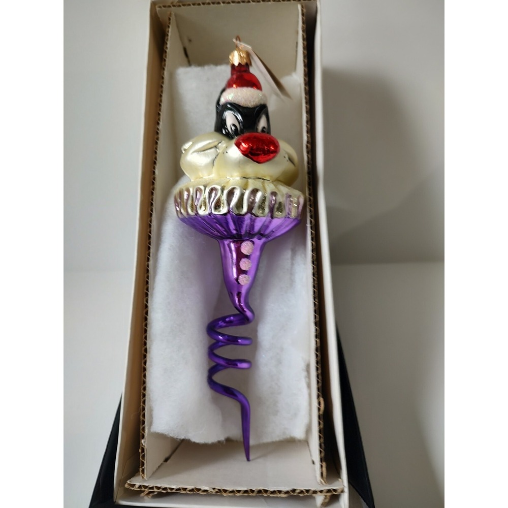 Christopher Radko glass Christmas‎ ornament Looney Tunes Sylvester 9 1/2" spiral